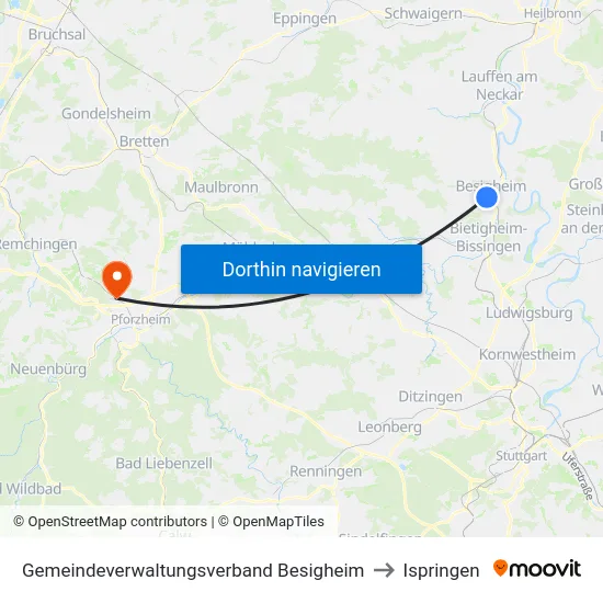 Gemeindeverwaltungsverband Besigheim to Ispringen map