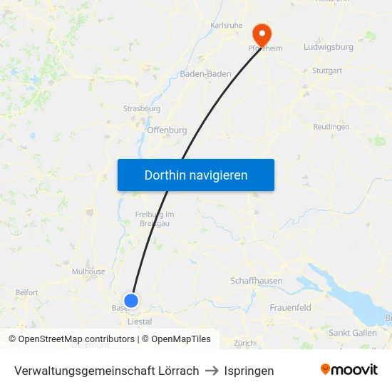 Verwaltungsgemeinschaft Lörrach to Ispringen map