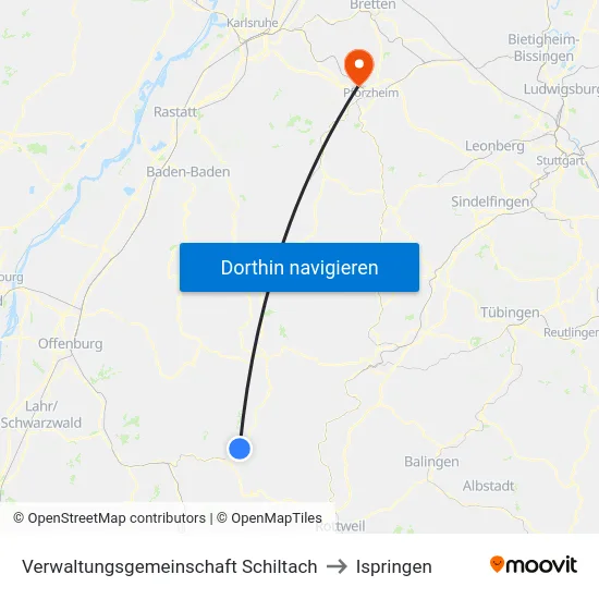Verwaltungsgemeinschaft Schiltach to Ispringen map