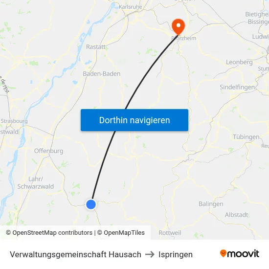 Verwaltungsgemeinschaft Hausach to Ispringen map