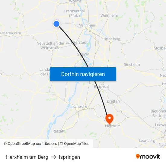 Herxheim am Berg to Ispringen map