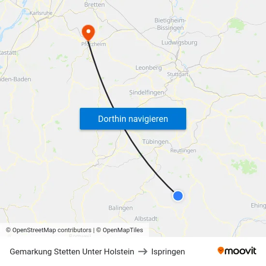 Gemarkung Stetten Unter Holstein to Ispringen map