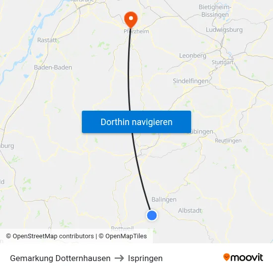 Gemarkung Dotternhausen to Ispringen map