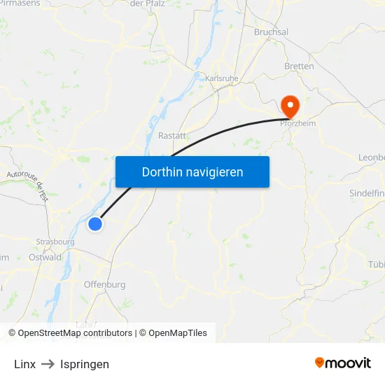 Linx to Ispringen map