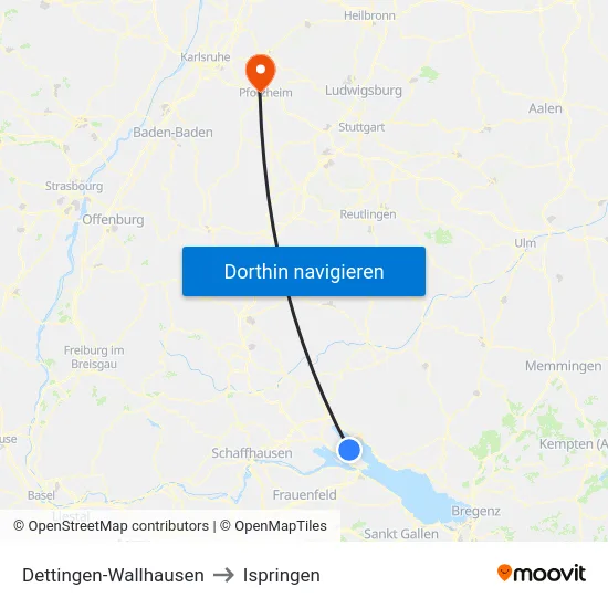 Dettingen-Wallhausen to Ispringen map