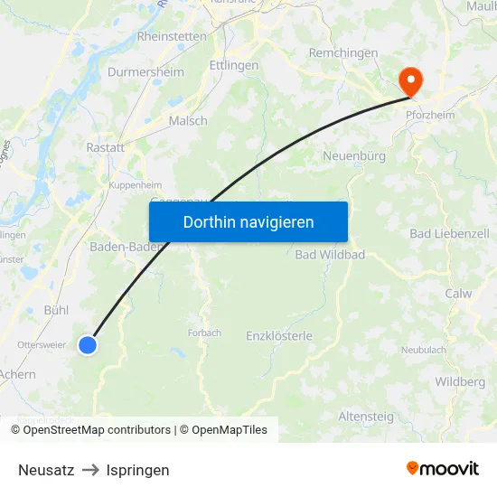 Neusatz to Ispringen map