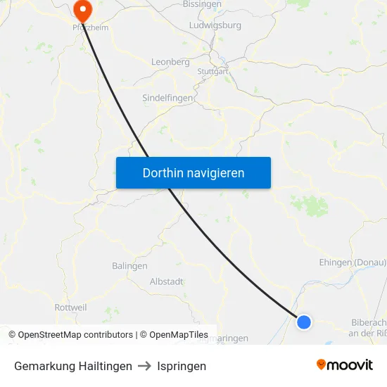 Gemarkung Hailtingen to Ispringen map
