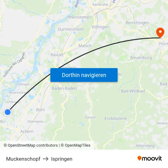 Muckenschopf to Ispringen map