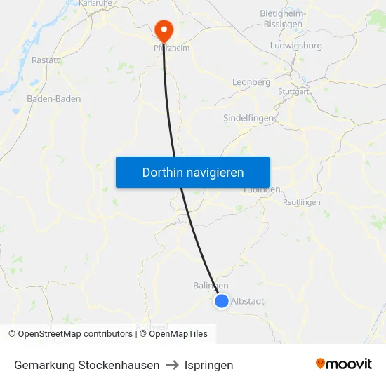 Gemarkung Stockenhausen to Ispringen map