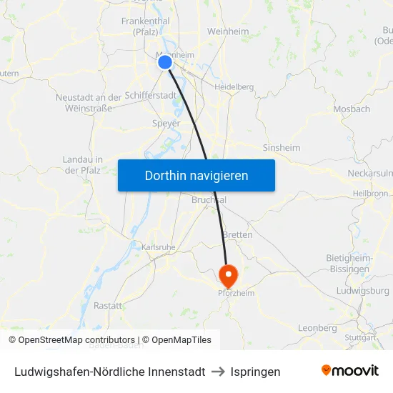 Ludwigshafen-Nördliche Innenstadt to Ispringen map