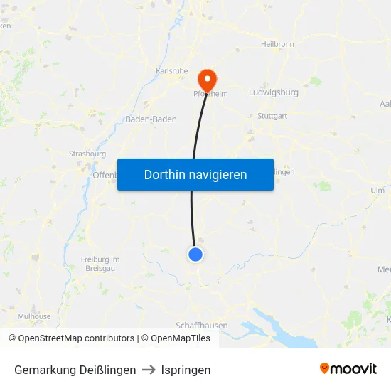 Gemarkung Deißlingen to Ispringen map