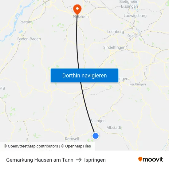 Gemarkung Hausen am Tann to Ispringen map