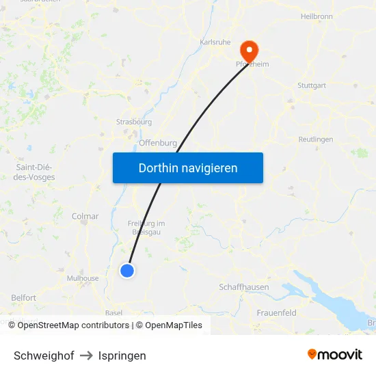 Schweighof to Ispringen map