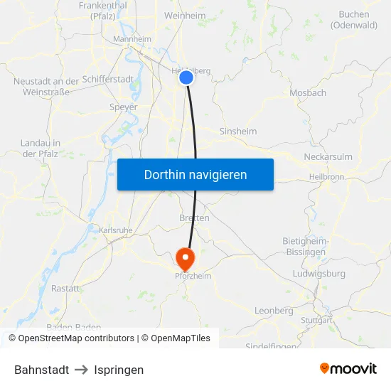 Bahnstadt to Ispringen map