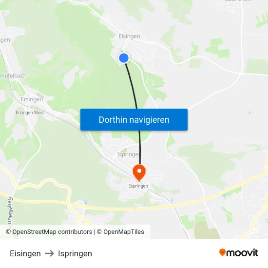 Eisingen to Ispringen map