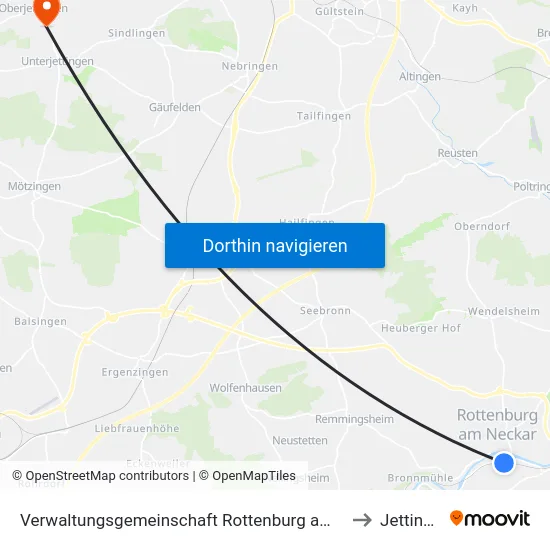 Verwaltungsgemeinschaft Rottenburg am Neckar to Jettingen map