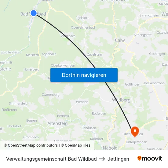 Verwaltungsgemeinschaft Bad Wildbad to Jettingen map