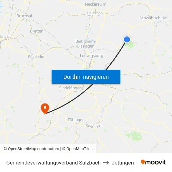 Gemeindeverwaltungsverband Sulzbach to Jettingen map