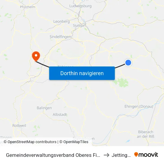 Gemeindeverwaltungsverband Oberes Filstal to Jettingen map