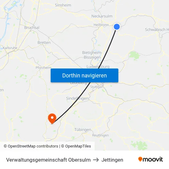 Verwaltungsgemeinschaft Obersulm to Jettingen map