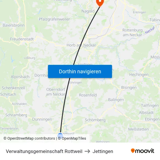 Verwaltungsgemeinschaft Rottweil to Jettingen map
