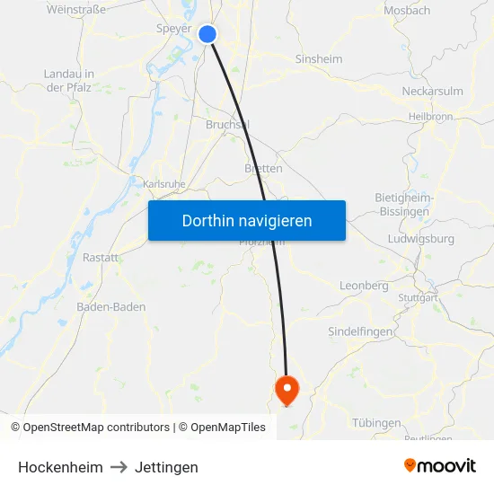 Hockenheim to Jettingen map