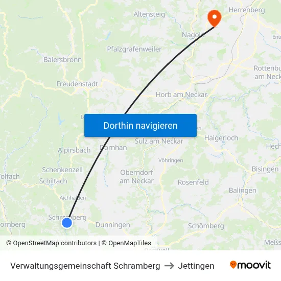 Verwaltungsgemeinschaft Schramberg to Jettingen map