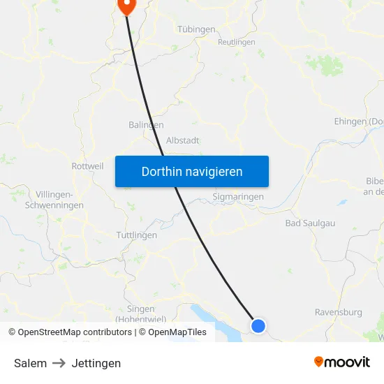 Salem to Jettingen map