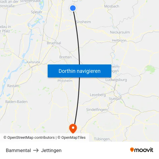 Bammental to Jettingen map