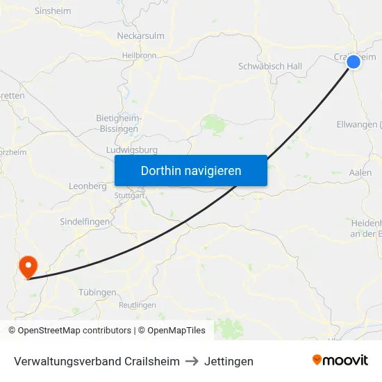 Verwaltungsverband Crailsheim to Jettingen map