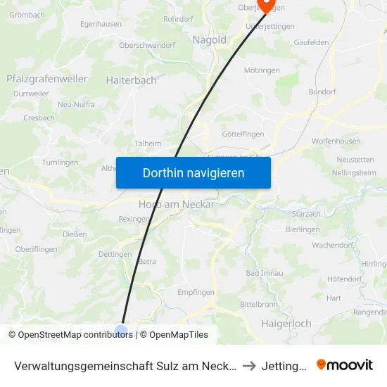 Verwaltungsgemeinschaft Sulz am Neckar to Jettingen map