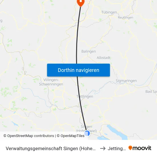 Verwaltungsgemeinschaft Singen (Hohentwiel) to Jettingen map