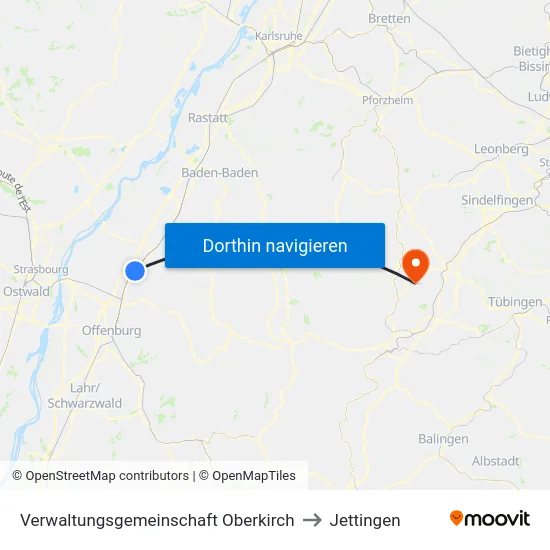Verwaltungsgemeinschaft Oberkirch to Jettingen map