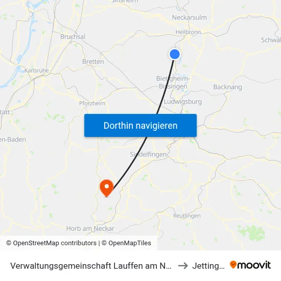 Verwaltungsgemeinschaft Lauffen am Neckar to Jettingen map