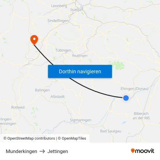 Munderkingen to Jettingen map