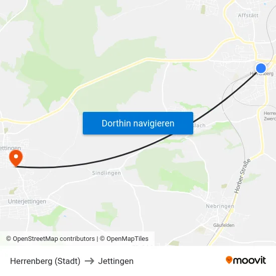 Herrenberg (Stadt) to Jettingen map