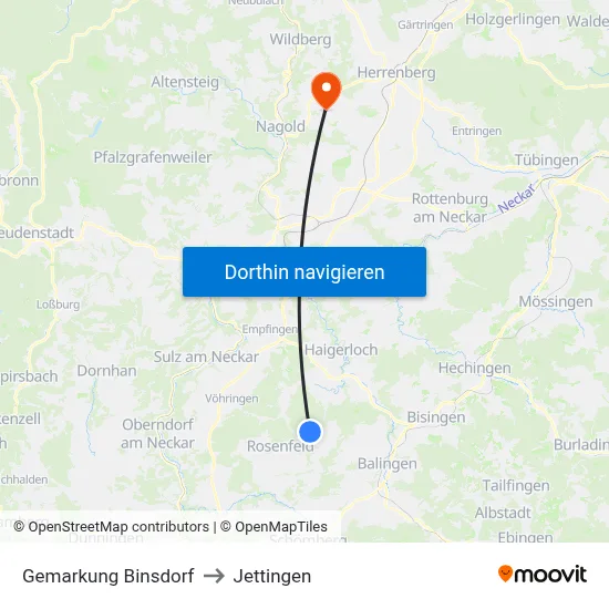Gemarkung Binsdorf to Jettingen map