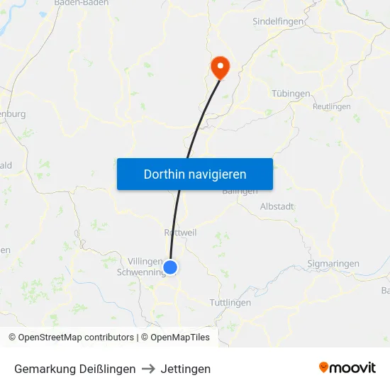 Gemarkung Deißlingen to Jettingen map
