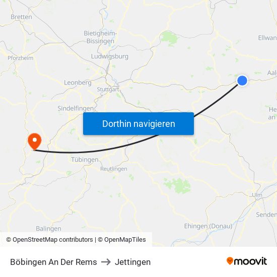 Böbingen An Der Rems to Jettingen map