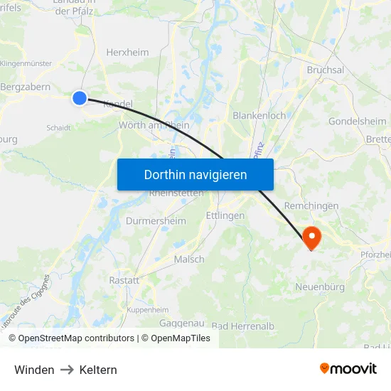 Winden to Keltern map