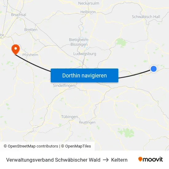 Verwaltungsverband Schwäbischer Wald to Keltern map