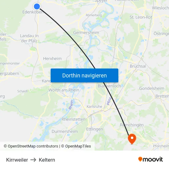 Kirrweiler to Keltern map