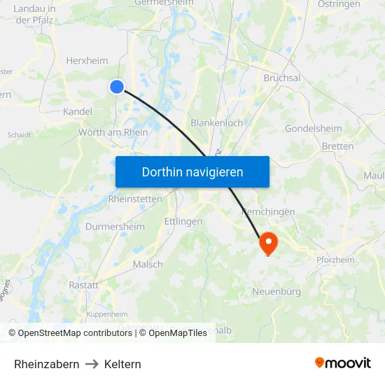 Rheinzabern to Keltern map