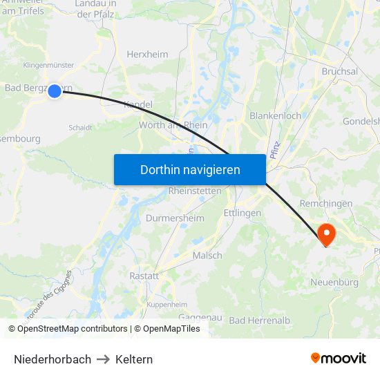 Niederhorbach to Keltern map