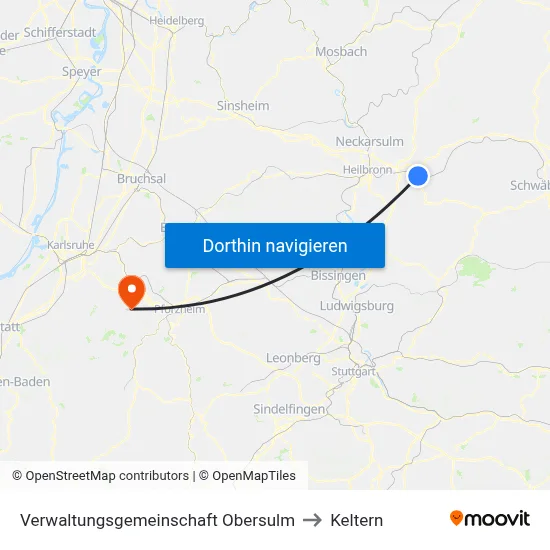 Verwaltungsgemeinschaft Obersulm to Keltern map