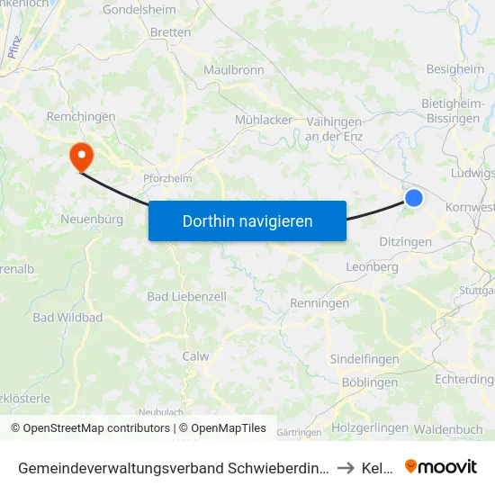Gemeindeverwaltungsverband Schwieberdingen-Hemmingen to Keltern map