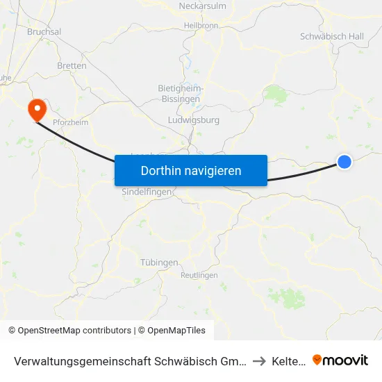 Verwaltungsgemeinschaft Schwäbisch Gmünd to Keltern map