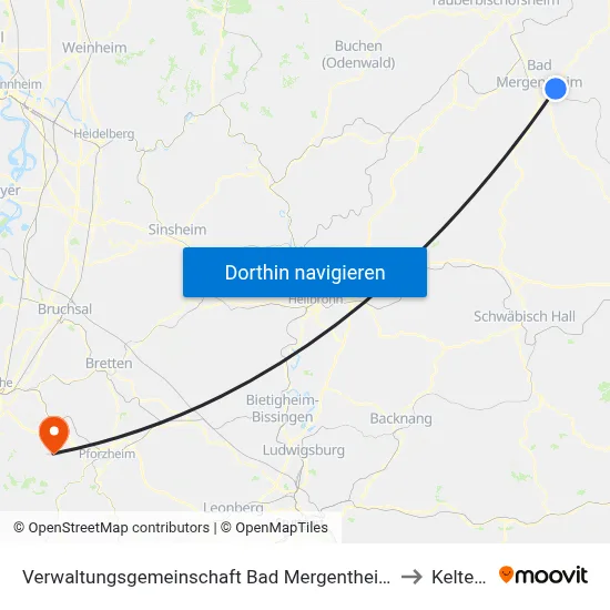 Verwaltungsgemeinschaft Bad Mergentheim to Keltern map