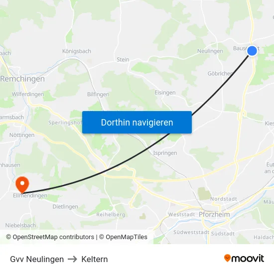 Gvv Neulingen to Keltern map