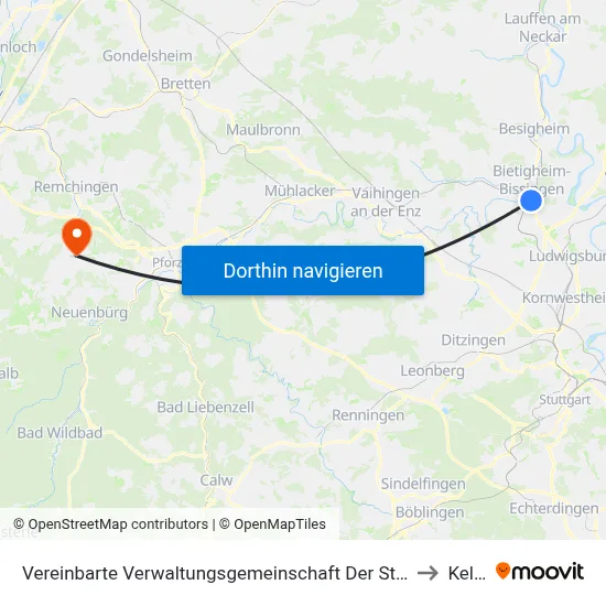 Vereinbarte Verwaltungsgemeinschaft Der Stadt Bietigheim-Bissingen to Keltern map